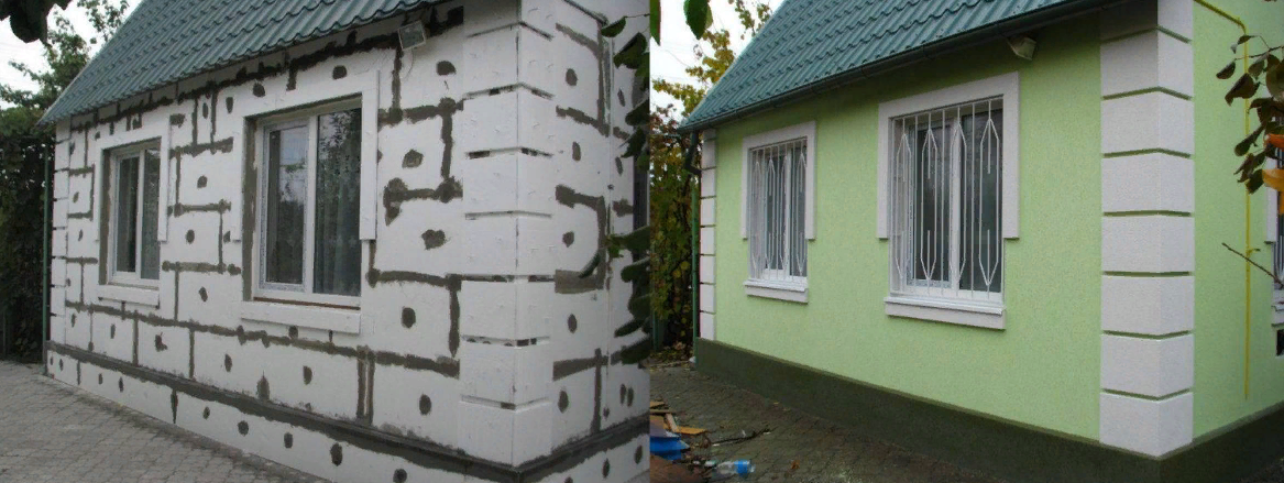 Фасад до и после утепления
